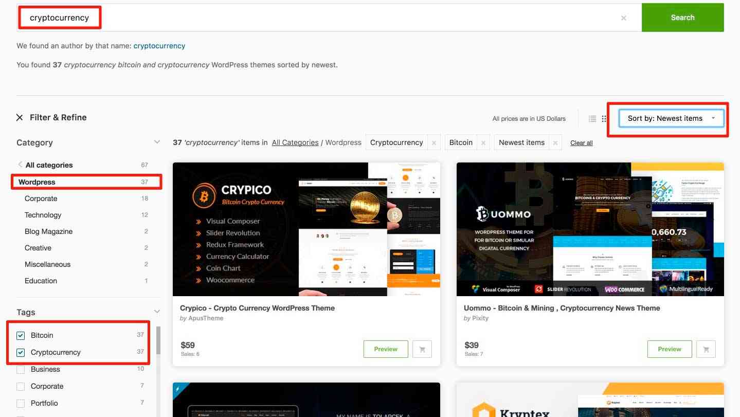 search best cryptocurrency wordpress theme