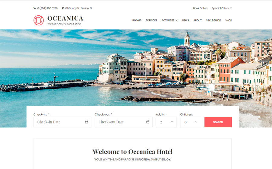 Oceanica - Hotel Booking WordPress Theme