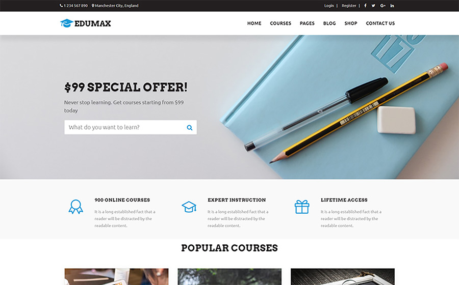 Edumax - Education Univeristy & Online Courses. WordPress Theme