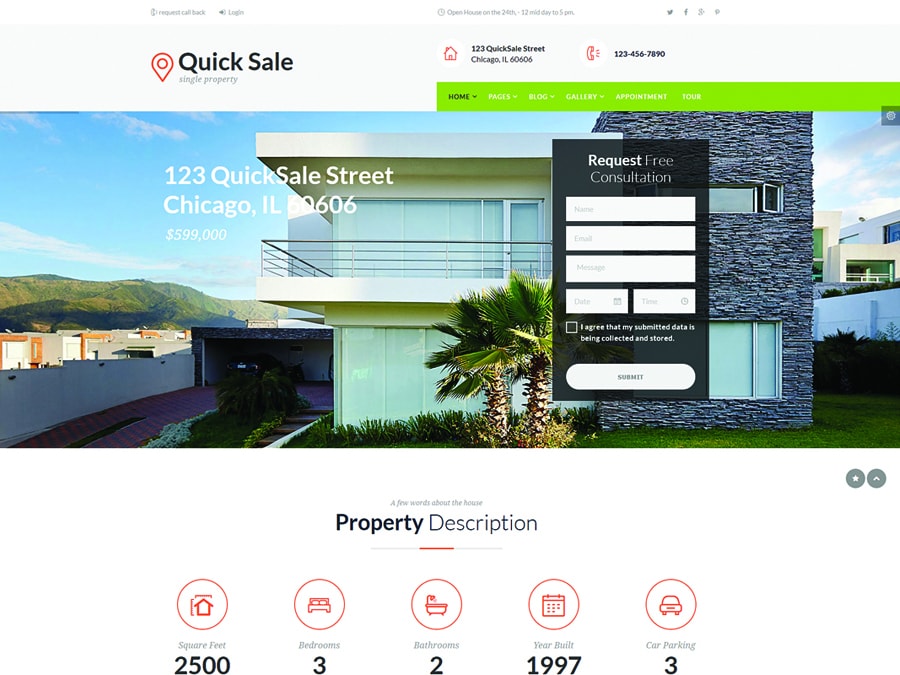 Quick Sale | Single Property Real Estate WordPress Theme