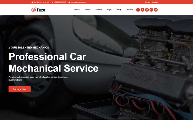 Tezel - Car Services and Mechanic WordPress Theme