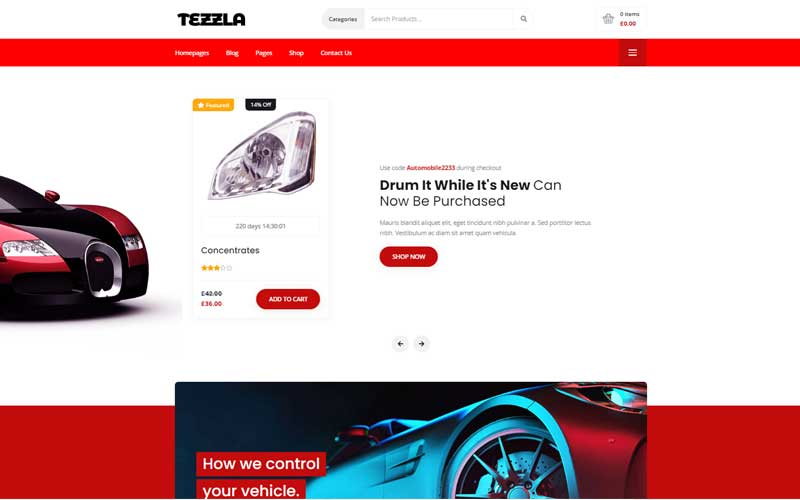 Tezzla | Automobile and Car Accessories Shop WordPress Theme