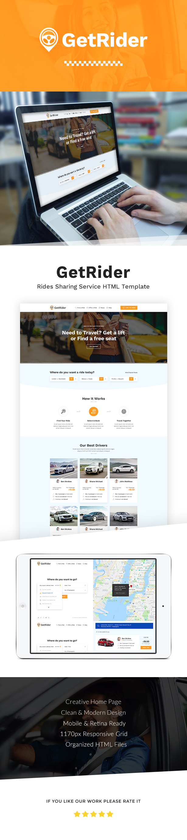 Getrider - Chauffeur Limousine Car Hire HTML - 1